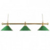 Luminaire Laiton 3 globes verts 150 cm