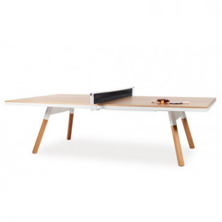 Table de ping pong convertible 274 chêne massif chassis blanc