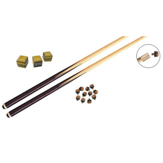 Lot 2 Queues billard 123 cm 1pc 3 craies Camel 10 embouts