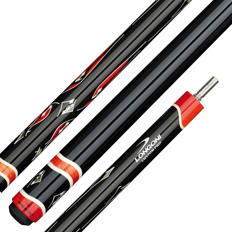 Queue de billard français Longoni ***** Custom Pro Black Pearl II VP2T + flèche Luna Nera FE71