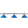 Luminaire billard Chromé 3 globes bleus 150 cm