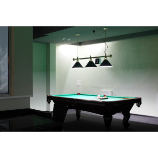 Luminaire billard Chromé 3 globes bleus 150 cm
