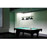 Luminaire billard Chromé 3 globes bleus 150 cm
