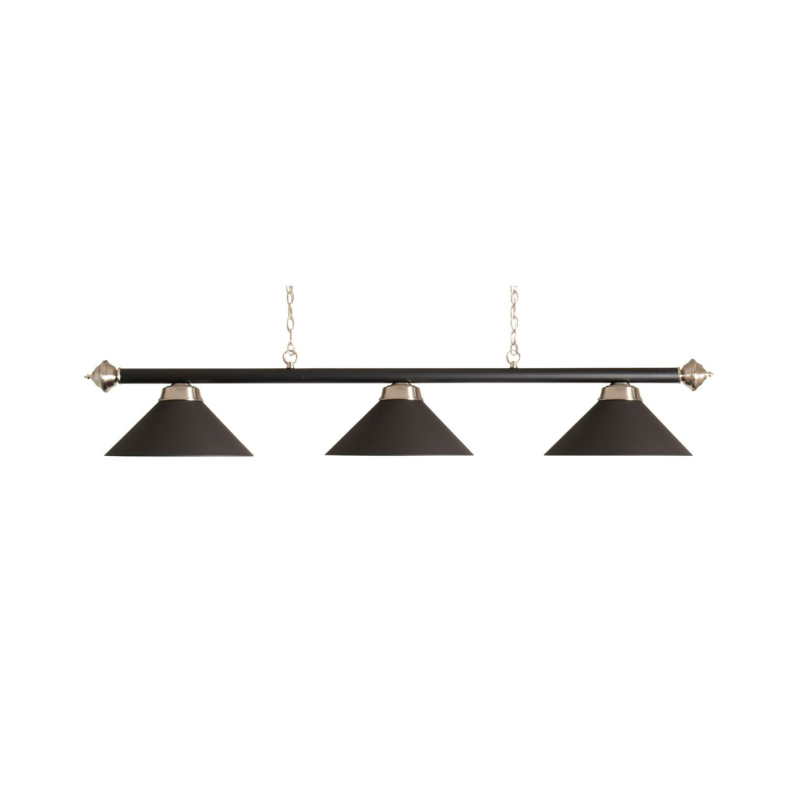 Luminaire Laiton 3 globes noirs mat 150 cm